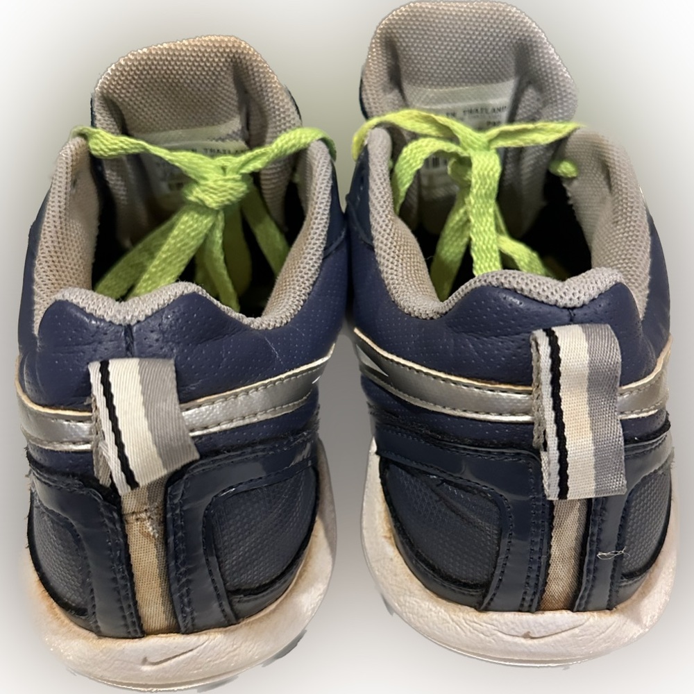 Nike women’s Keystone leather softball soccer cleats blue neon yellow. Nice! - Picture 3 of 5